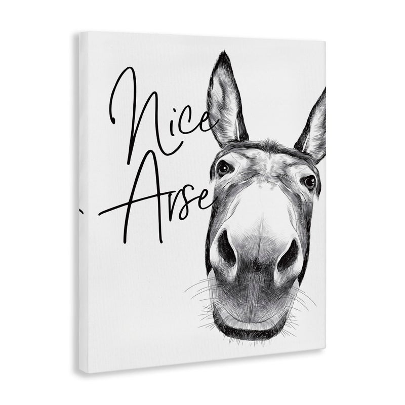 Stupell Industries Animal Humor Nice Arse Donkey Bathroom Phrase, Designed by Lettered and Lined Wall Art, 16x20 - Image 3